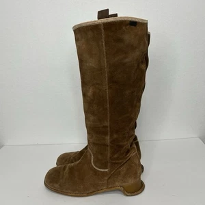 Camper Tall Wedge Heel Tan Suede Boots Women's Sz 40 Us 10 Round Toe - Picture 1 of 13