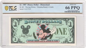 1 $ 1987 Disney Dollar Waving Mickey/Sleeping Beauty's Castle PCGS 66PPQ - Bild 1 von 2