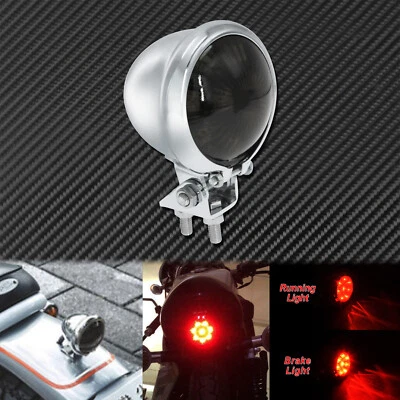 LED Chrome Rear Fender Tail Running Brake Stop Light Lamp Fit For Harley Bobber - Image 1 of 4
