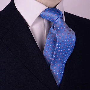 Pink 4 Point Star Diamond Studded Skinny Woven Tie Mens Pinwheel Fashion Necktie - Picture 1 of 4