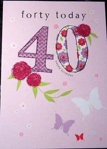 Happy 40th Birthday Card - Roses Theme by Just Write Cards.   - Picture 1 of 4