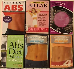 6 Abs core Workout Fitness DVD lot crunchless diet for women perfect belly - Imagen 1 de 8