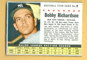 1961 Post #8 Bobby Richardson YANKEES!