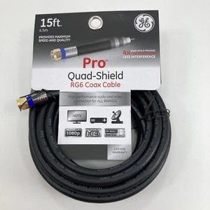 GE 15' ft. Pro Quad-Shield RG6 Coax Cable # 33732  - Picture 1 of 2