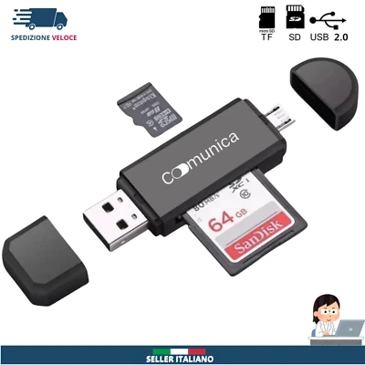 Lettore di schede di Memoria Usb C Micro Sd Adattatore Otg 2.0 Card Reader🚚🇮🇹 - Immagine 1 di 4