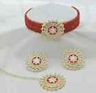 Indian Bollywood Choker Crystal Bead Bridal Gold Plated Necklace Jewelry Set