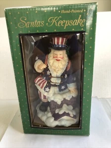 Babbo Natale ricordo zio Sam Babbo Natale statuina camino dipinto a mano nuovo con scatola vintage - Foto 1 di 5