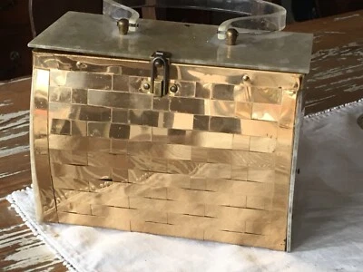 Vintage Gold & pearlized Metal Basket Purse 1950s  - Image 1 of 4