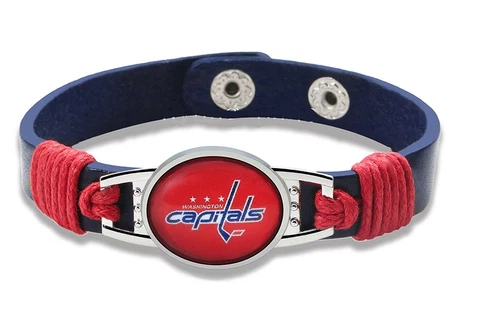 New Washington Capitals Leather Adjustable Bracelet, Gift for Her Mom Him Dad Cover