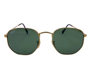 Ray-Ban Sunglasses RB3548N Hexagonal Flat Gold Frame Green Classic Lenses 54mm - Picture 1 of 12