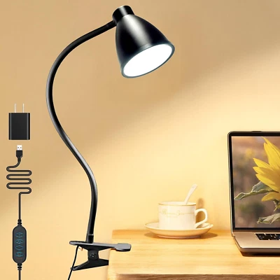 Desk Lamp 3 Color Modes 10 Brightness Dimmer Reading Light 10W 38 LED Clamp Lamp