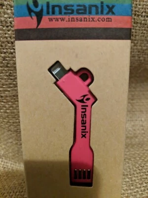 Insanix Pink  Key Ring USB Cable Charge and Sync I..PHONE  from a Usb Port. - Image 1 of 3