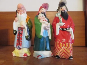 VTG 1991 Chinese Deity/God Ceramic 6.25” Figurines Sanxin Fu Lu Shou  Lot of 3 - Picture 1 of 21