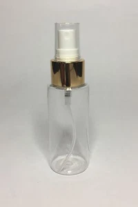60ml PET Plastic Cylindrical Bottles And Shiny Gold Atomiser Spray *ANY AMOUNT* - Picture 1 of 2