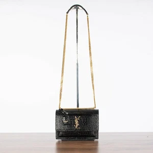 Bolso mediano SAINT LAURENT 3050 $ YSL - cuero negro cocodrilo en relieve auténtico nuevo con etiquetas - Imagen 1 de 12