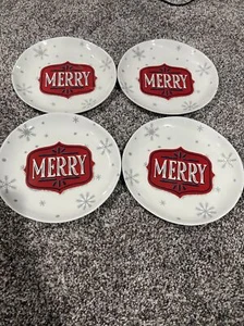 Wondershop Target Melamine Holiday Christmas Merry Salad Plates Set of 4 - Picture 1 of 2