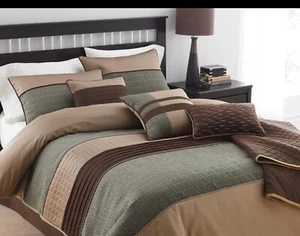 Riverbrook Home Elite Collection Comforter Set, Queen, Lexia - Brown/Multi, 7... - Picture 1 of 10