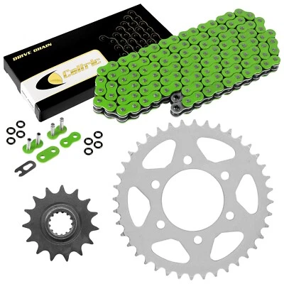 Green O-Ring Drive Chain & Sprockets Kit for Kawasaki ZX600 Ninja ZX6R 1998-02 - Image 1 of 4