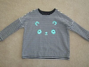 TEA COLLECTION PANDA FACE STRIPPED SWEATSHIRT SWEATER TOP 7 GIRL KID  - Picture 1 of 4