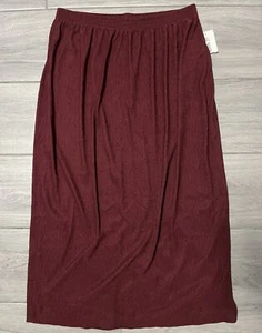 Liz Baker Essentials Women's Solid Red Classic Midi-Calf Length Skirt, Sz 1X - Picture 1 of 8