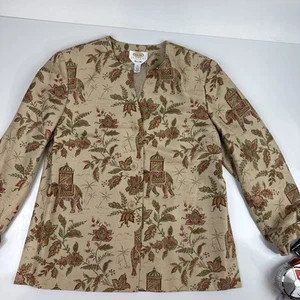 Vintage Talbots Women’s Pure Silk Floral Elephant Blazer Jacket Size 10 Petite. - Picture 1 of 11