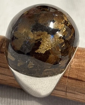 Anillo de sello de plata esterlina vintage Jasper Big Chunk piedras preciosas talla 6,5 Estate 22 g Foto 1 de 4