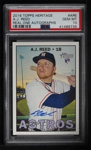 2016 Topps Heritage High Number Real One AJ Reed PSA 10 GEM MT Rookie Auto RC - Picture 1 of 3