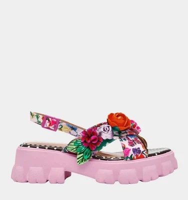 Betsey Johnson Floral Chunky Sandals w/Adjustable Strap in Pink Multi Sz 7 NWOB - Image 1 of 4