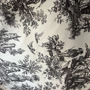 5 Yards Waverly “Country Life” Black Cream Toile Fabric 54” Wide - Picture 1 of 3