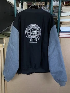 Vintage Laborers International Union 255 Black Bomber Jacket King Louie Size 4XL - Picture 1 of 16
