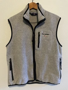 POLO Sport Ralph Lauren 90's Sweater Vest Men's Size M Gray USA Flag Pockets - Picture 1 of 4