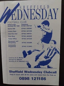 SHEFFIELD WEDNESDAY RESERVES v LIVERPOOL RESERVES 1988/9 - Picture 1 of 2