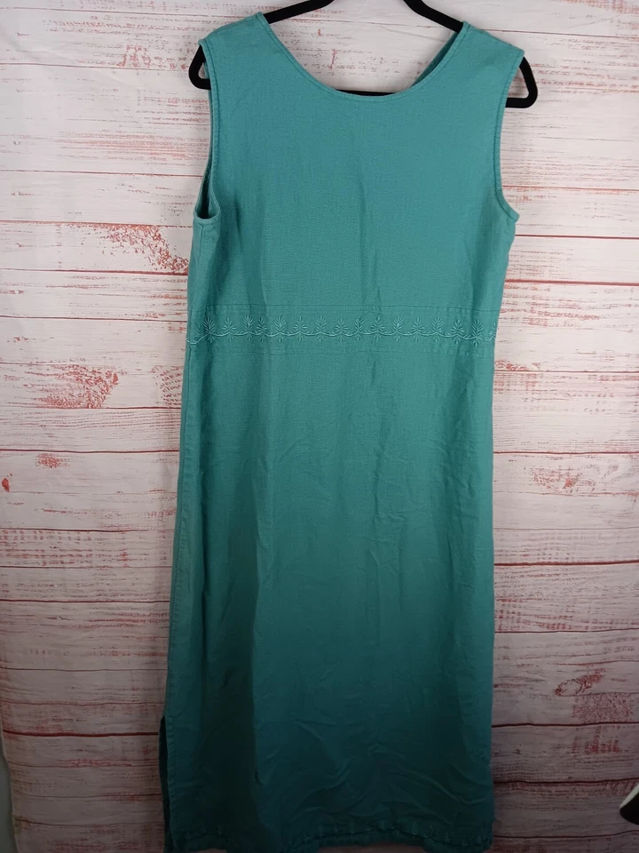 Maxi Vestido Sag Harbor Tank Para Mujer Mediano Azul Lino Vintage Años 90  Foto 1 de 4