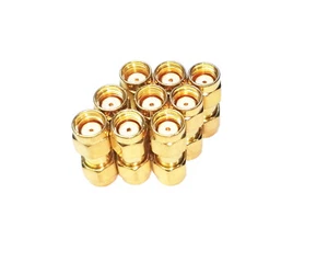 9xRP-SMA adapter Female to Female 50Ohm Brass Gold-plated - Bild 1 von 3