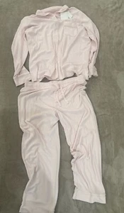 NWT Papinelle womens pajama set size Large pink shirt + pants Full Length - Picture 1 of 6