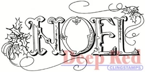 Deep Red Stamps Vintage Noel Rubber Cling Stamp - Picture 1 of 3