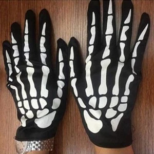 Adult Soft Skeleton Bones Hands Printed Skull Hand Reaper Gloves Black 9L - Picture 1 of 11