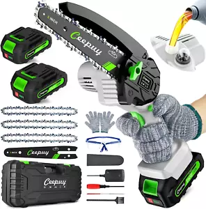 Mini Chainsaw Cordless,6 Inch Portable Electric Chain Saw W/ Automatic Oiler, Ba - Picture 1 of 12