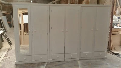 HANDMADE AYELSBURY 6 DRAWERS 6 DOORS (MIRRORED)  WHITE WARDROBE NOT FLAT-PACK! - Image 1 of 4