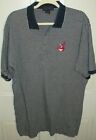 MLB Cleveland Indians Embroidered Men's Dark Blue & Gray Striped Polo Shirt L