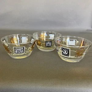 Libbey Glass Dessert Bowls Black/Gold/White Stamps & Album Set of 3 Vintage MCM - Picture 1 of 6