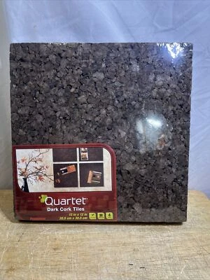Quartet Acco  Cork Tiles 12” X 12” Corkboard Mini Wall Dark One 4 Pack. E1 - Image 1 of 4