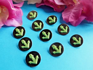 924BTER1 Superb Marine Anchor Green Silver Lot Of 10 Vintage Buttons - Picture 1 of 4