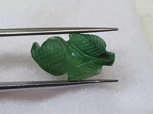 3.58cts 16*9*3mm Natural Loose Green Emerald Leaf Carved Brazil Origin Nontreat - Picture 1 of 6