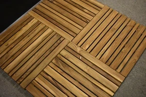 Balinese Teak Wood Tiles/ Panels 19 5/8" x 19 5/8" 4 Pieces per Set - Picture 1 of 6