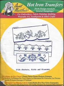2 PACKS OF AUNT MARTHA'S HOT IRON TRANSFERS - birds - baskets - poinsettias + - Picture 1 of 2