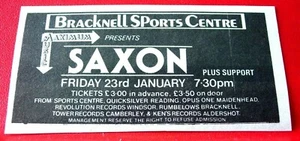 Saxon Bracknell Gig Vintage ORIG 1981 Press/Magazine ADVERT 3.5"x 2" Heavy Metal - Picture 1 of 3