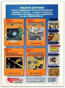 1983 Creative Print Ad, Independent VIC-20 Commodore 64 Games Moondust Trashman - Picture 1 of 1
