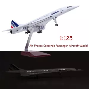 1/125 Air France Concorde Airplane Voice Light Display Plane Model Gift W/ Light - Picture 1 of 20