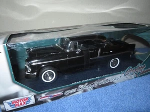 1955 Chevy Bel Air schwarz Maßstab 1:18 Motormax zeitlos öffnende Motorhaube Türen Kofferraum - Bild 1 von 7